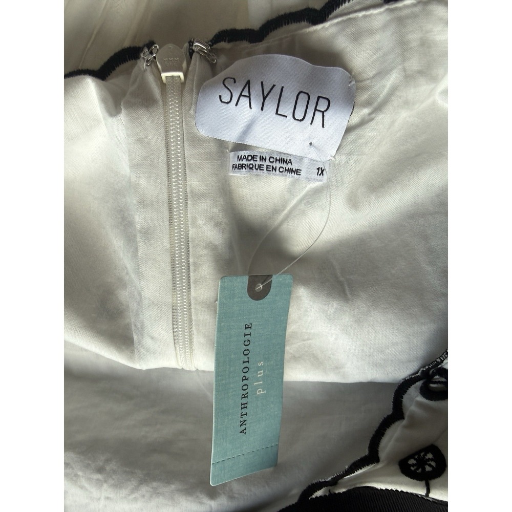 Anthropologie White Midi Dress with Black Embroidery - Picture 9 of 12
